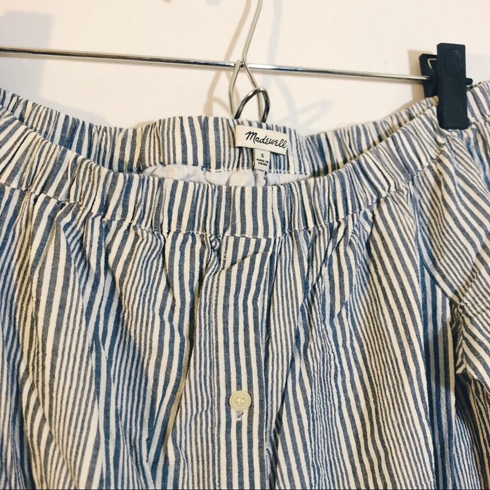 MADEWELL Blue & White Striped Off-Shoulder Shirt Dress Sz. S - Picture 6 of 7